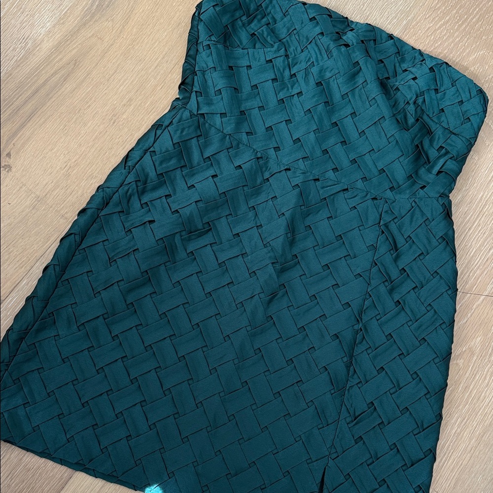 New Emerald Green Lulus Woven Strapless Mini Dress medium
